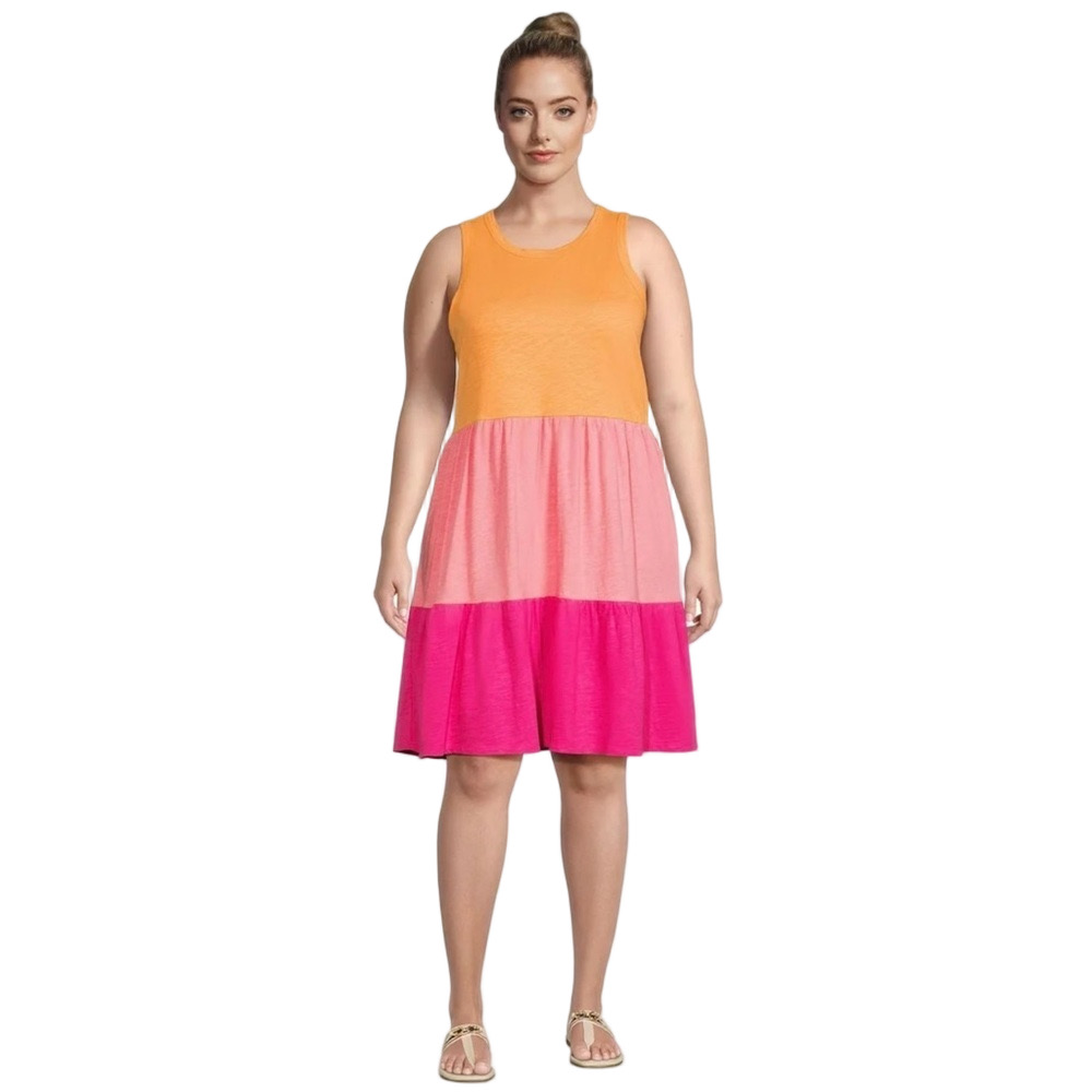 Terra & Sky Orange and pink mini sleeveless tank top dress